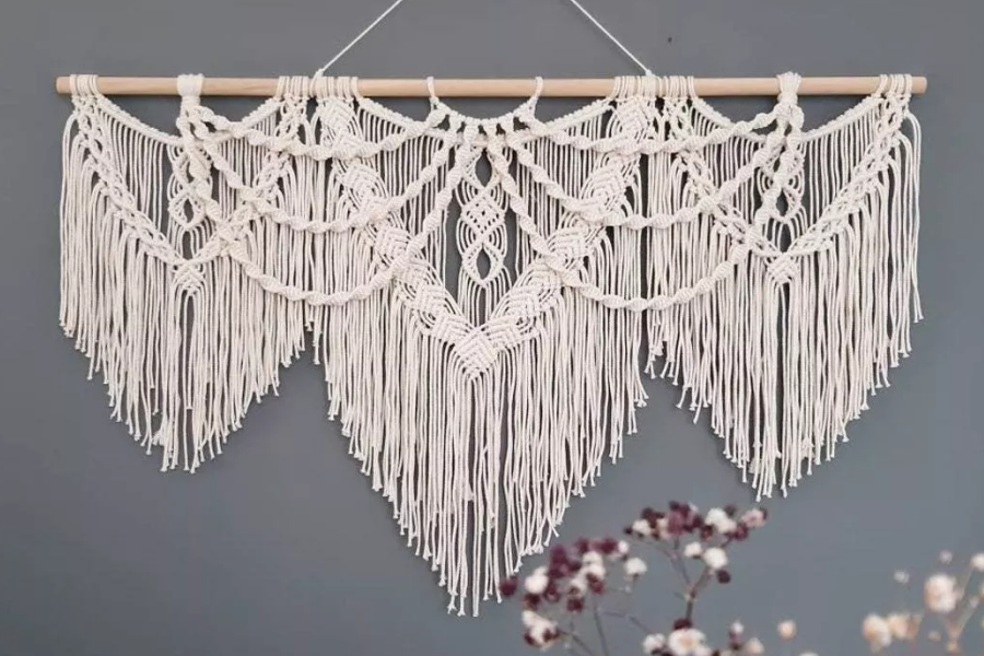 Rustic Macrame Tapestry for Living Room